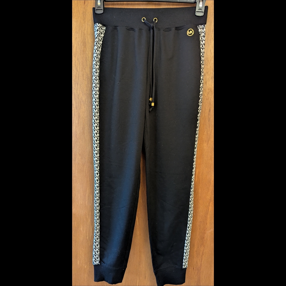 Michael Kors Black Joggers with Patterned Stripes
